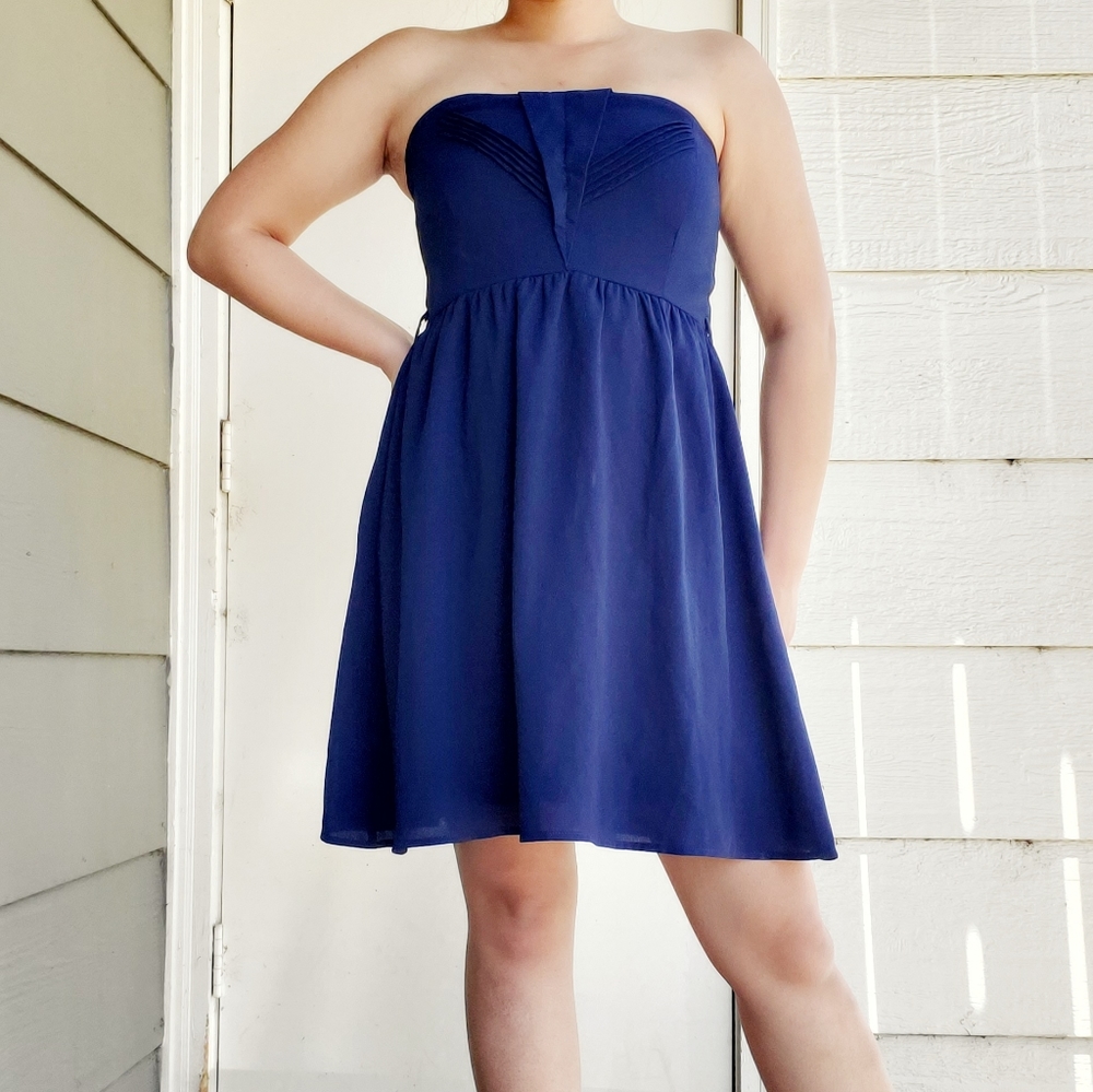 NWT YA Los Angeles | Navy Blue Strapless Dress